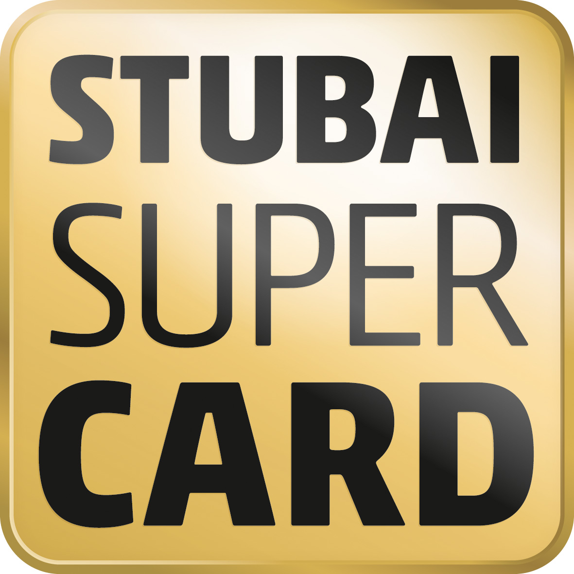 Stubai Super Card Logo auf goldenem Hintergrund